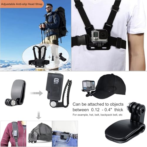 ShipeeKin Accessories Kit for Gopro Hero 13 12 11 10 9, Waterproof Case Floating Handle Chest Strap Head Strap Wrist Strap Super Clamp Handlebar Mount Diving Filters Inserts Anti-Fog