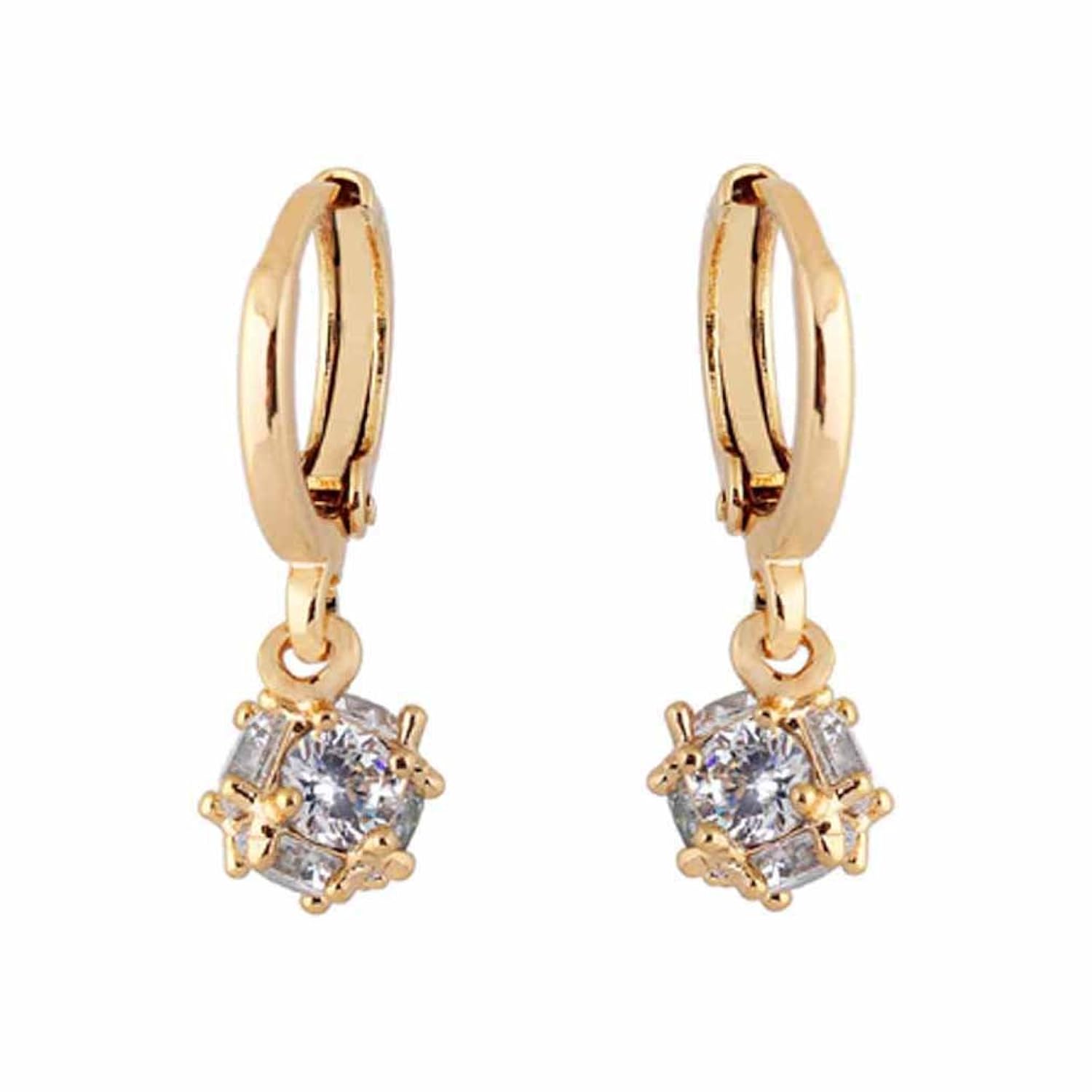 YAZILIND encantador K chapado oro cz cubic zirconia gota cuelgan pendientes para