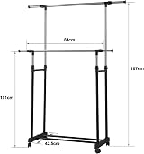 Vivo Technologies Double Rail Adjustable Tidy Rack Mobile Garment Rack view 6