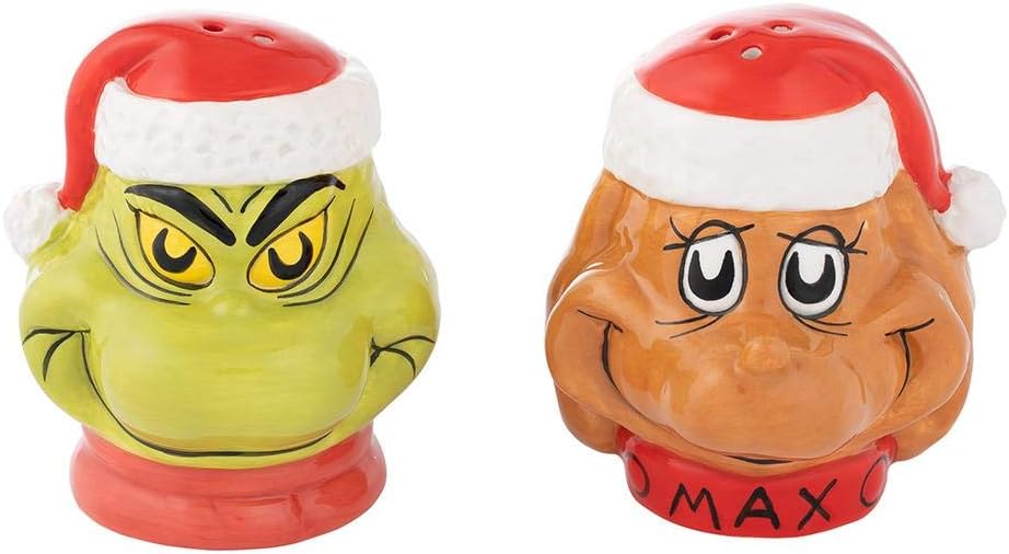 Vandor Dr. Seuss Grinch Sculpted Ceramic Salt & Pepper Set
