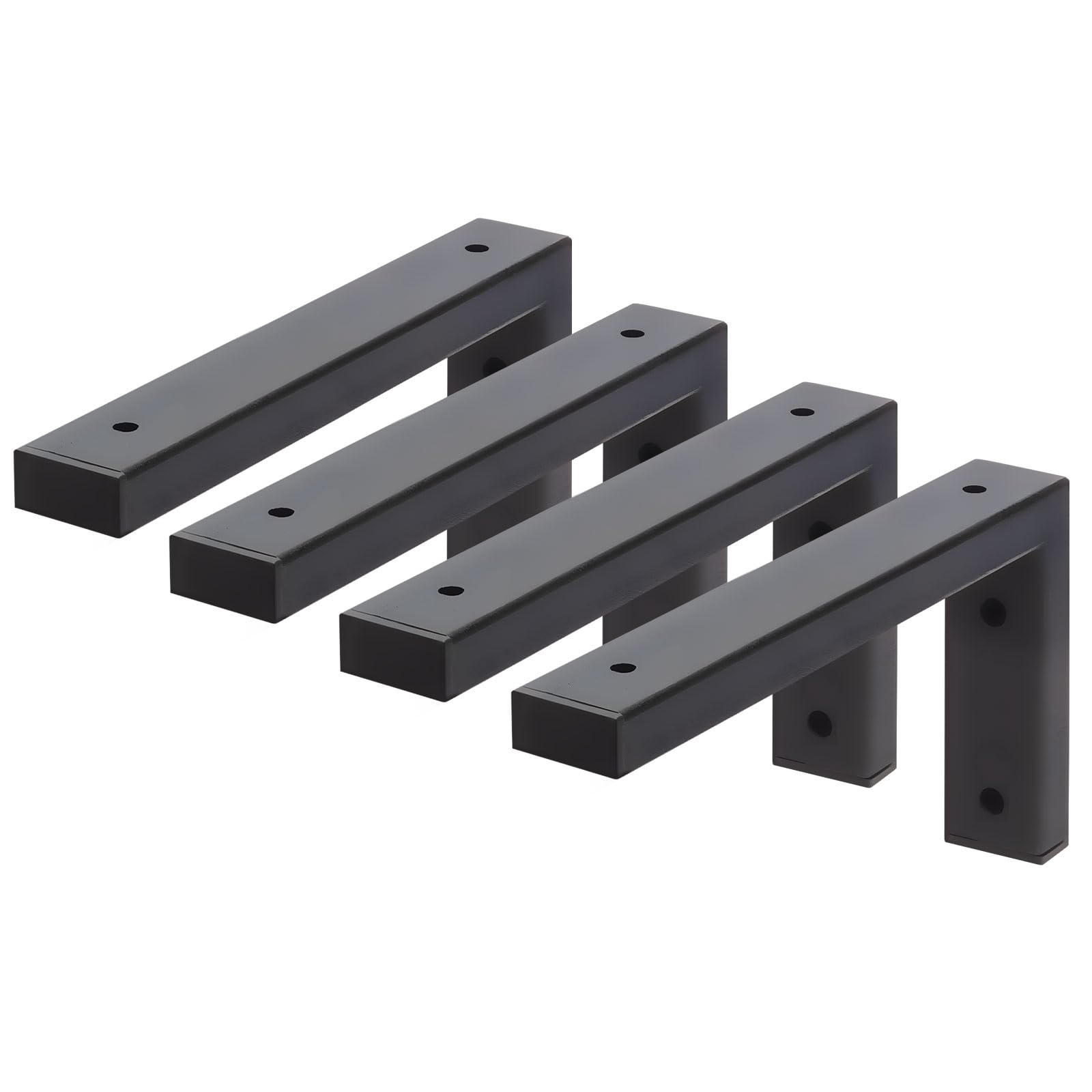 MLOQI 4 Pack Black Shelf Brackets Heavy Duty, Scaffold Board Shelf Bracket,Countertop Bracket, Wash Basin Bracket, Wall Brackets for Shelves (10"x6"/25x15cm)