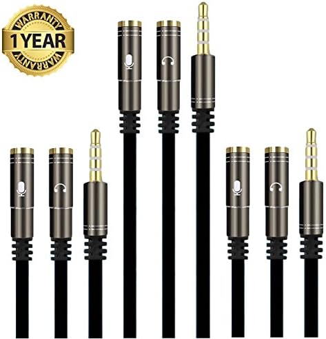 3.5mm Audio Stereo Y Splitter Cable，3-Pack Gold Plated 3.5mm Male to 2 Port 3.5mm Female for Earphone, Headset Adapter, Compatible for PS4,Xbox One,Tablet,Mobile Phone,PC Gaming Headsets