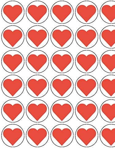 24 Hearts Love Valentine Edible Wafer Paper Cup Cake Toppers