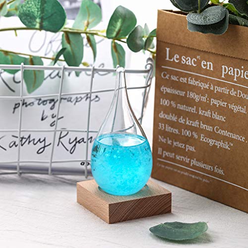 YFancy Weather Bottle, Storm Glass Weather Predictor - Nordic Style Creative Fashion Home and Office Decorative Weather Glass Bottle Crystal Drop Water Shape Glass Decor Home Gift (Blue)