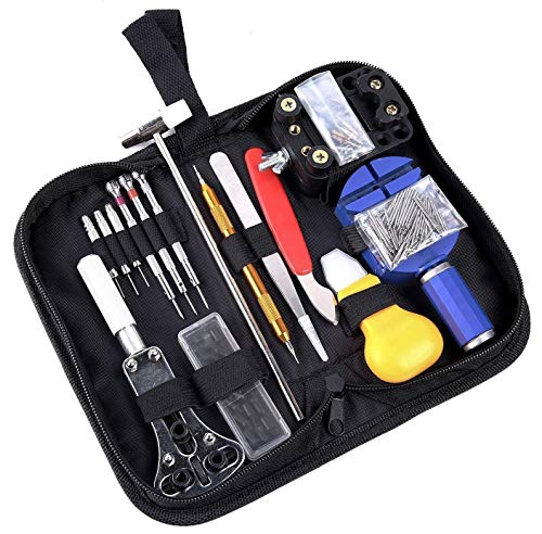 ShineMore 147 PCS Watch Repair Tool Kit Case Opener Spring Bar Tool Set Bonus A Hammer