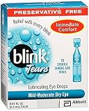 Blink Tears Lubricating Eye Drops Mild-Moderate Dry Eye, 25 Count - 0.01 oz (6 Pack)