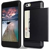 iPhone 6 plus Case,[5.5inch]by Ailun,Protective Shell-Smooth Card Slider Wallet&Flexible Shockproof Rubber Bumper&Anti-scratch PC Back Cover,Siania Retail Package[Black]