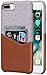 Lopie [Sea Island Cotton Series] iPhone 7 Plus/iPhone 8 Plus Case with Card Holder, Fabric Slim Back Cover with Leather Card Slot Design, Light Brown
