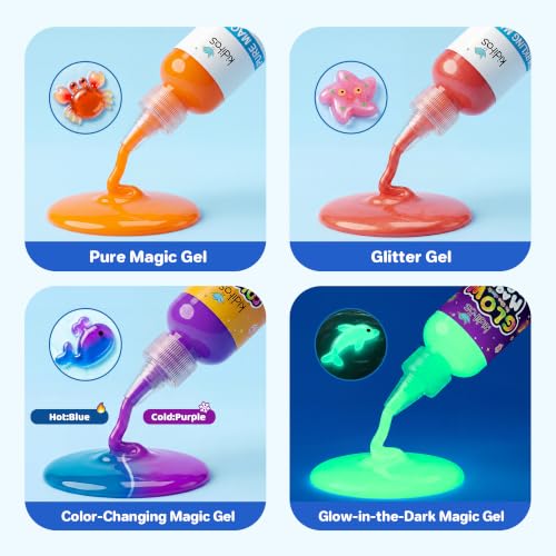 Kiditos Magic Water Elf Kit for Kids, Aqua Fairy Water Gel Kit with 20 Gels & 10 Molds, DIY Water Pets & Magic Water Jelly Craft Set, Kids Toys & Gifts for Girls Boys Age 3+