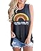 Umeko Womens Good Vibes Tank Tops Loose fit Graphic Tees Rainbow Crew Neck Sleeveless T Shirts