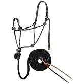 Weaver Leather Diamond Braid Rope Halter and Lead, Black/Tan/White
