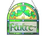 Irish Suncatcher - Failte stained glass arch window hanging. Irish gift designed in Galway Ireland.