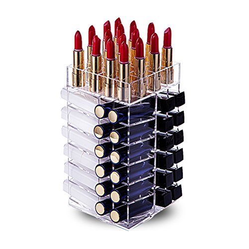 Lipstick Holder, HBlife Acrylic Rotating 64 Lipstick Tower Organizer Spinning Lipstick Tower Lipglos