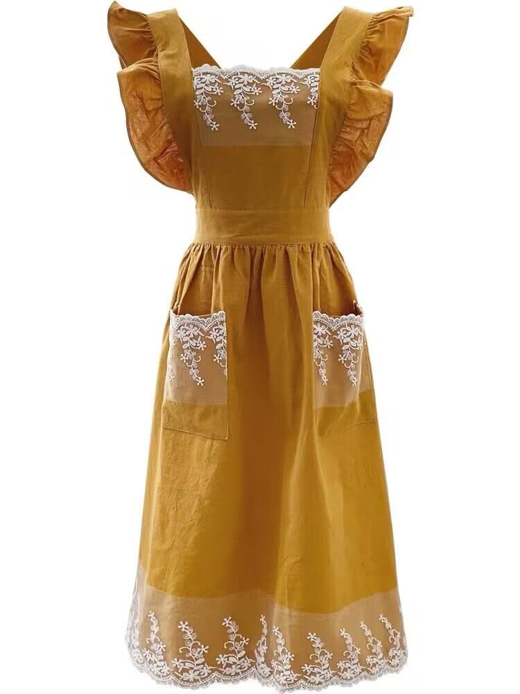 MUMOHO Lovely Home Work Adjustable Apron Cake Kitchen Cooking Women Girls Aprons With Pocket for Gift, Pink (Orange)