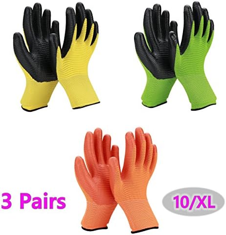 Eastlion Polyester Nitrile Coated Work Gloves - 3 Pairs (X-Large)