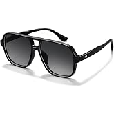 Tskestvy Retro Square 70s Aviator Sunglasses for Women Men Colored Tinted Lens Plastic Trendy Vintage Western Shades