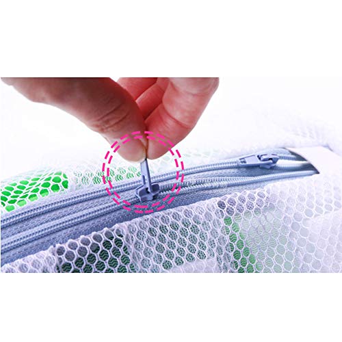 HONOMA Large Mesh Laundry Bags,Two Separated Bags for Shoes,Underwear, Hosiery, Stocking, Underwear, Bra Lingerie,Baby Clothing in-Wash Cleaning (White) - Thumbnail 5