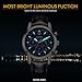HOWK Men's Chronograph Watches Date Analog and Blue Luminous Dial Black Leather Strap
