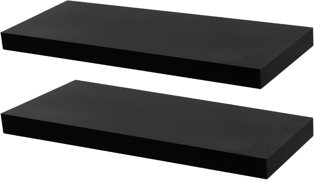 Harbour Housewares Modern Floating Wall Shelf 60cm Pack of 2 Black