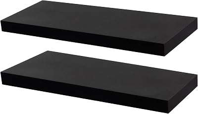 Harbour Housewares Modern Floating Wall Shelf 60cm Pack of 2 Black