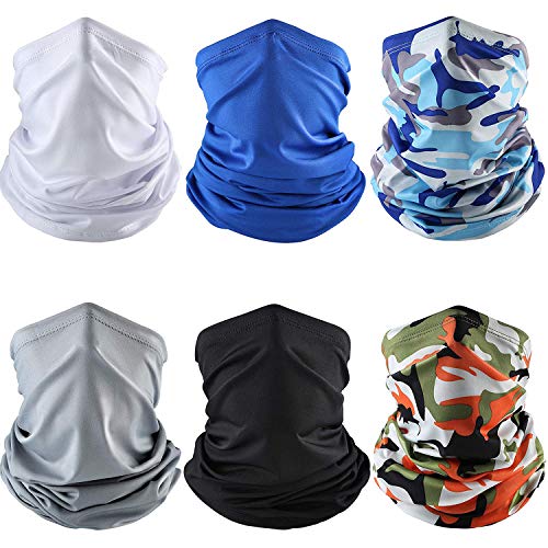 6 Pieces Summer UV Protection Face Mask Neck Gaiter Scarf Sunscreen Breathable Bandana (Color Set 2) (Best Face Mask For Fishing)