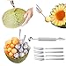 Watermelon Slicer Fruit Knife-PATENTED-RUCACIO Melon and Cantaloupe Fruit Slicer Carving and Cutting Tools for Home Easy Grip Kitchen Gadgets Set with 2 in 1 Melon Baller & Fruit Carve 4 Forks (BLUE)