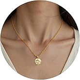TANSYLIA Gold Necklaces for Women 14K Gold Plated Dainty Adjustable Coin Pendant Necklace Gold Jewelry for Women Gift Trendy Stuff Jewelry Gifts