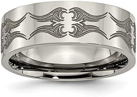Best Birthday Gift Titanium Flat 8mm Laser Design Polished Band