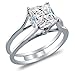 Solid 14k White Gold Bridal Set Princess Cut Solitaire Engagement Ring with Matching Channel Set Wedding Band Highest Quality CZ Cubic Zirconia 2.0ct.