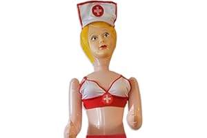 Merrimix - Ginger Inflatable Blow Up Doll with Nurse Costume, Gag Gifts for Men, Bachelor Party Favors and Decoration Accessories, Funny Bachelorette