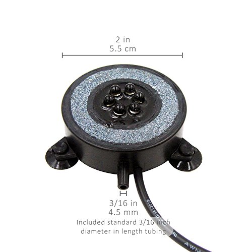 NICREW Multi-Colored LED Aquarium Air Stone Disk, Round Fish Tank Bubbler with Auto Color Changing LEDs