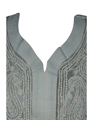 Women's Tunic Dress Caftan Floral Hand Embroidered Georgette Kurta S/M