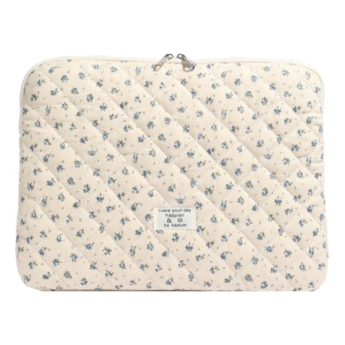 Cute Laptop Sleeve 13-15 inch Laptop Case Aesthetic Quilted Laptop Sleeve Computer Bag with Flower Printing for MacBook (A-Blue, 13inch) at Amazon