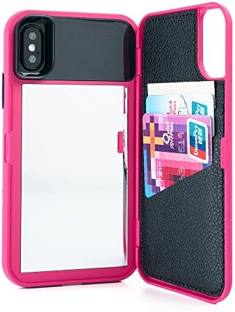 iPhone X Case,Wetben Dual Layer Shockproof PC+TPU Mirror Wallet Case with Stand Feature and Card Holder for Apple iPhone X , 10 5.8" (Rose Series2)