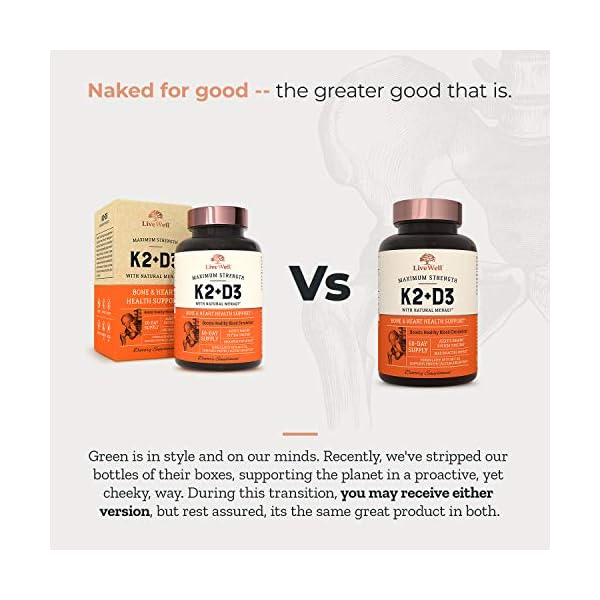 Live Conscious Vitamin K2 MK7 with D3 Supplement by LiveWell Bone