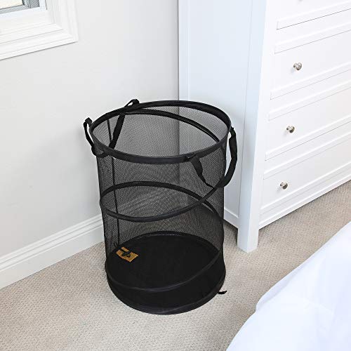 Smart Design PopUp Spiral Laundry Hamper Bag Mesh Collapsible Design