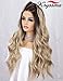 K'ryssma Ombre Blonde Lace Front Wig with Dark Roots Long Wavy Ombre Synthetic Wig Glueless Heat Resistant Wigs for Women