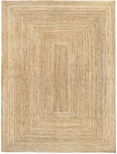 HAMID Rug Jute Alhambra Natural Colour, Jute Rug, Area Rug 100% Jute Fibre Hand Wovem, Braided Rug for Home, Living Room, Floor Carpet..(400x300cm)