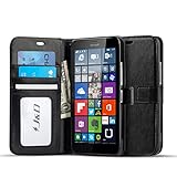 Lumia 640 XL Case, J&D [Stand View] Microsoft Lumia 640 XL Wallet Case [Slim Fit] [Stand Feature] Premium Protective Case Wallet Leather Case for Lumia 640 XL (Black) - [NOT Compatible With Lumia 640]