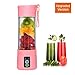 Tianmingwei Portable Blender USB Personal Juicer Cup 6 Blades Rechargeable Fruit Mixing Machine for Baby Travel 400ml[New Version] (Pink)