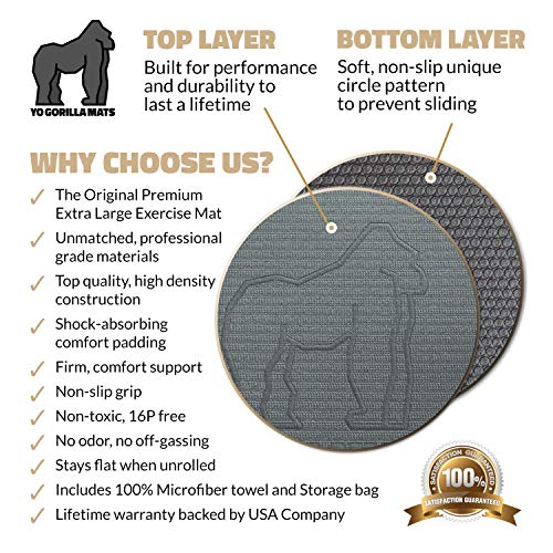Gorilla Mats Premium Large Exercise Mat 6' x 4' x 1/4" Ultra Durable