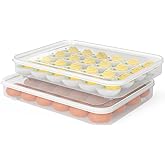 77L Deviled Egg Containers with Lid, (Set of 2), Plastic Egg Holder for Refrigerator for 48 Eggs, Clear Storage Deviled Egg C
