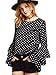 Verdusa Women's Polka Dot Layered Ruffle Sleeve Blouse Tops Black Large