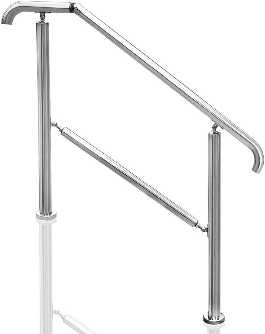 Transitional Handrail Stainless Steel Fits Level Surface and 1to 5