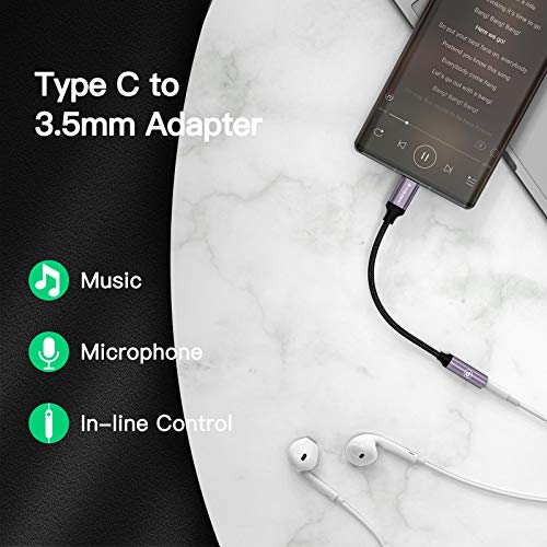 Posugear Hoofdtelefoonadapter, USB C hoofdtelefoonadapter, USB C naar 3,5 mm jack-adapter, microfoon voor Samsung S20… - Afbeelding 3