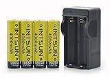 Intsun® 4pcs 3.7V 18650 4000mah Rechargeable Li-ion Battery with PCB and 18650 battery Charger for LED Flashlight, Headlamps, search light lamp, etc