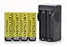 Intsun® 4pcs 3.7V 18650 4000mah Rechargeable Li-ion Battery with PCB and 18650 battery Charger for LED Flashlight, Headlamps, search light lamp, etc