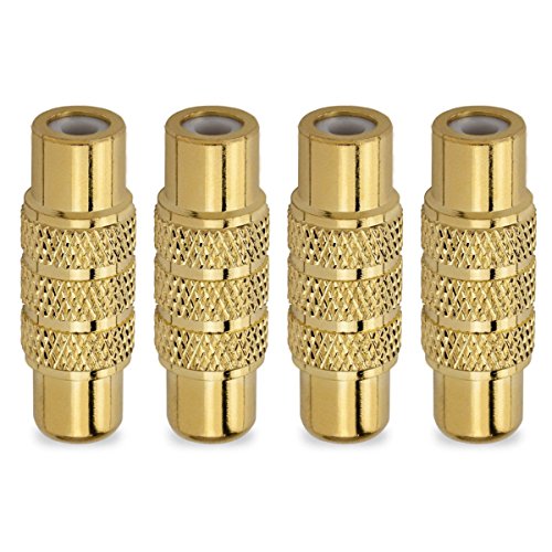 HTTX Premium Female to Female RCA Connector A/V Joiner Video and Audio Coupler Metal Adapter Component Gold Plated (4-Pack) - Thumbnail 2