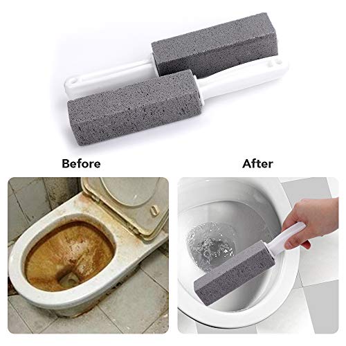 Ostrichy Pumice Stone Toilet Bowl Cleaner, 2 Pieces Toilet Pumice Stone with Handle, High Density Pumie Toilet Bowl Ring Remover, Sturdy Toilet Cleaning Stone, Fine Grit Pumice Stone