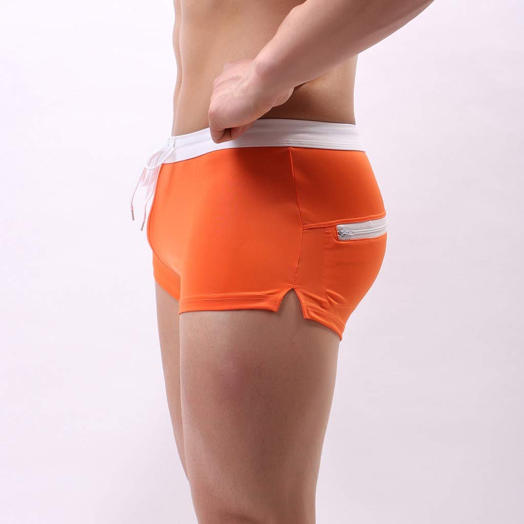 Pantaloncini Uomo Bcfuda Uomo Costume da Bagno Moda Pure Swimming Pantaloni Pocket Tronchi a Tinta Unita Elastico Boxer con Taschino e Coulisse